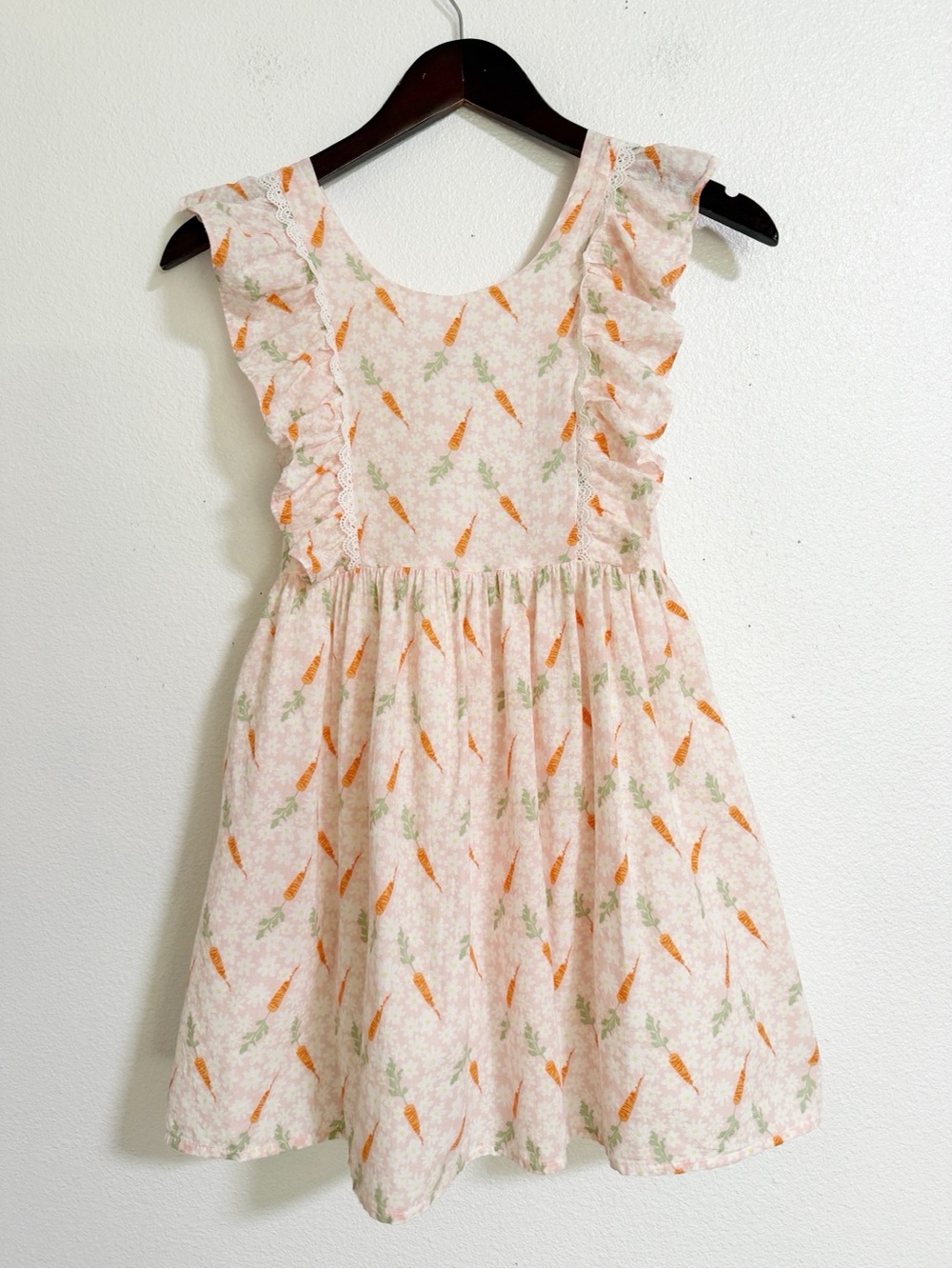 Cynthia Rowley Floral Carrot Ruffle Lace Trim Dress